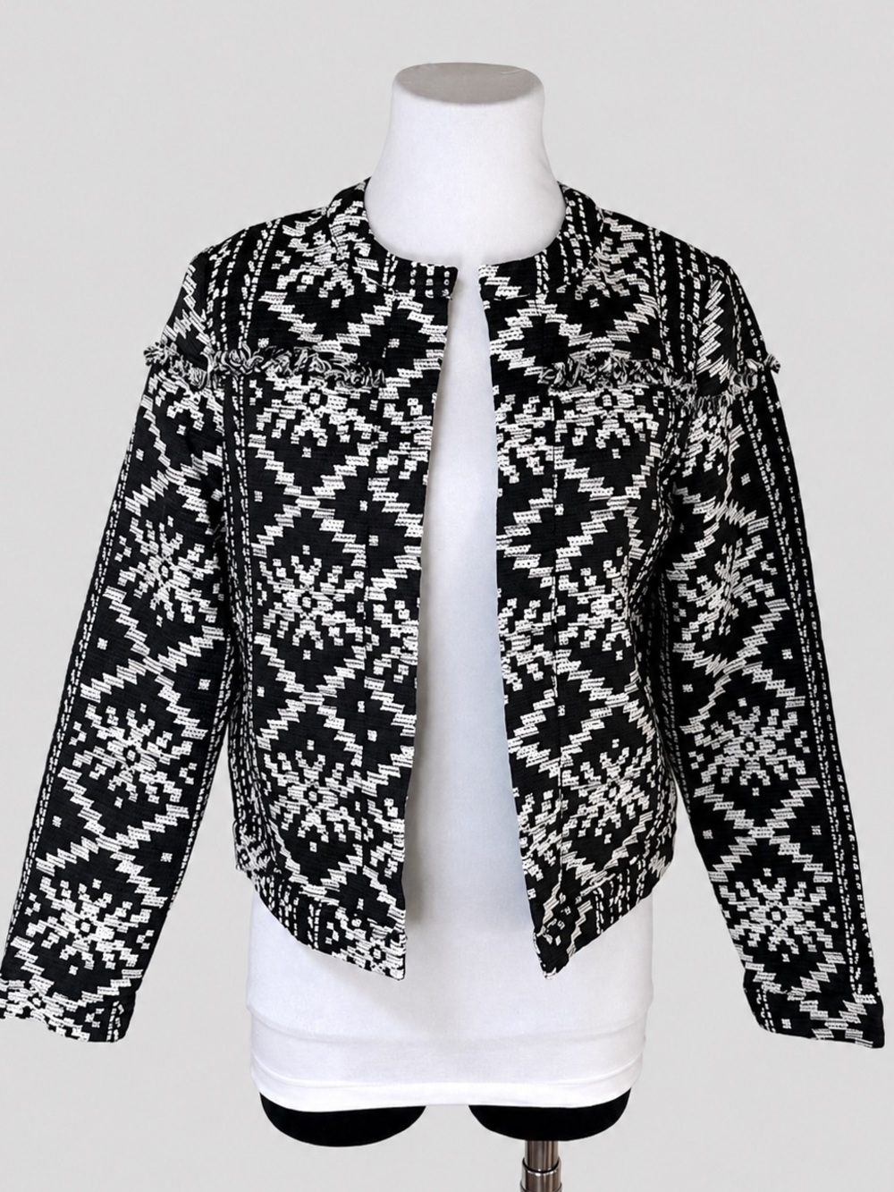 Who What Wear Black, White Boho Western Aztec Jacket sz M